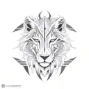 half lion half wolf face tattoo design idea