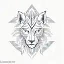 half lion half wolf face tattoo design idea
