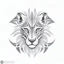 half lion half wolf face tattoo design idea