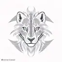 half lion half wolf face tattoo design idea
