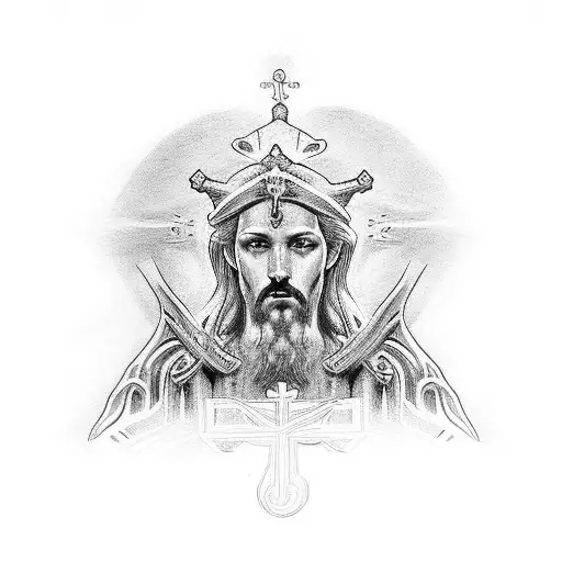 leão Cristo ampulheta rosas  tattoo design idea