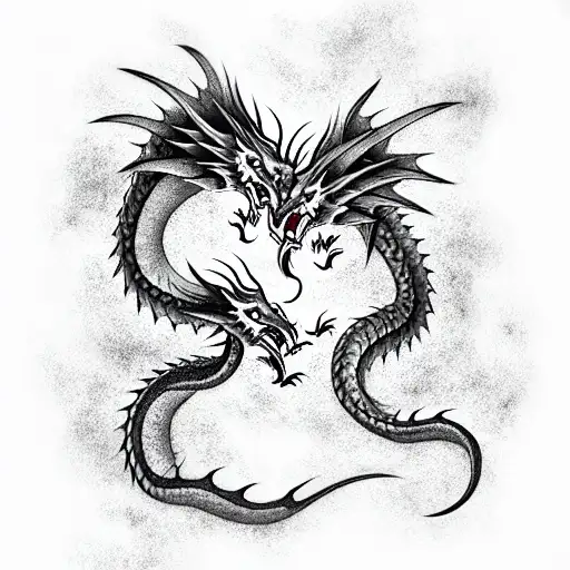 Two Asian-style dragons rip through flesh and bite on the neck and shoulder. One tattoo design idea