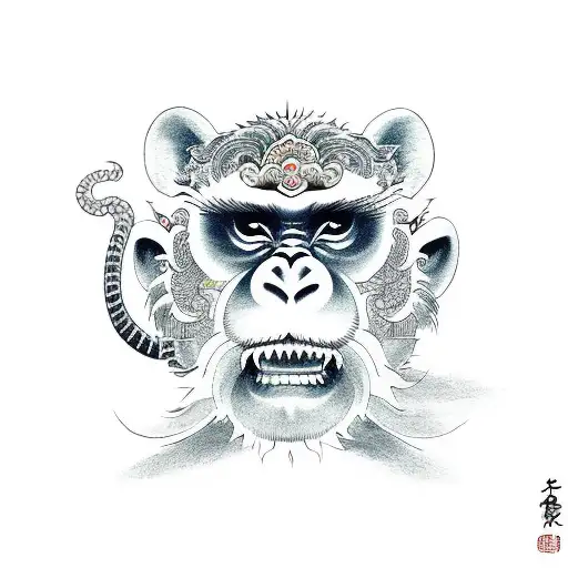 chinese zodiac monkey  tattoo design idea