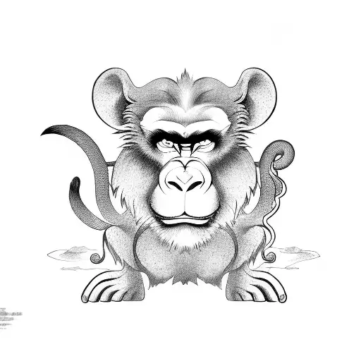 chinese zodiac with monkey, mouse and dragon tattoo design idea