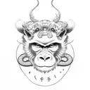 chinese zodiac with monkey, mouse and dragon tattoo design idea
