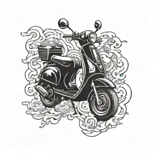 Electric scooter in tornado  tattoo design idea