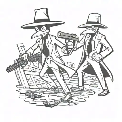 Spy Vs Spy with Gun tattoo design idea