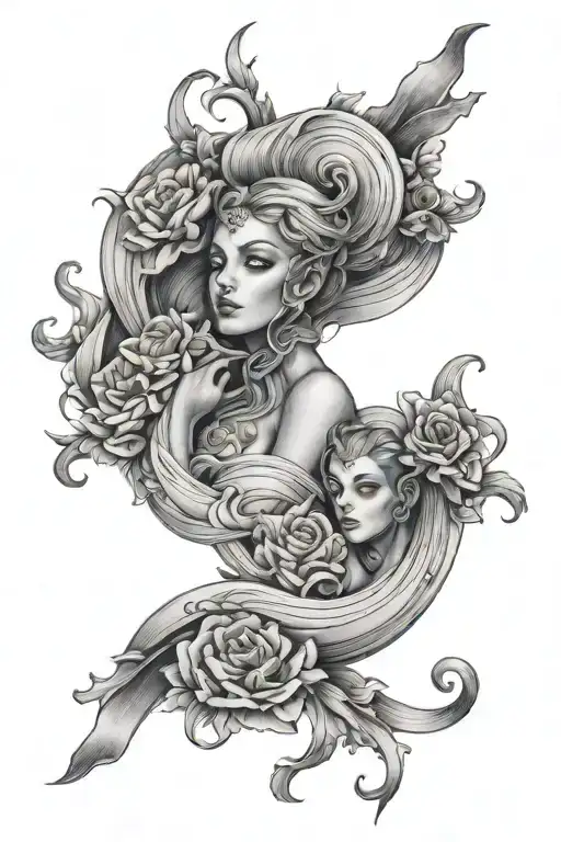 gemini half sleeve tattoo design idea