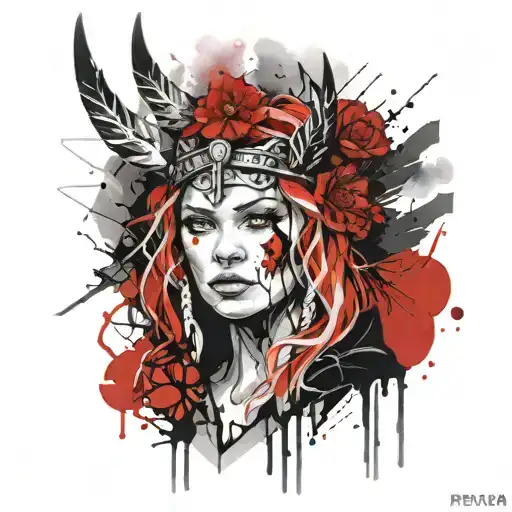 Freya Nordic goddess portrait tattoo design idea