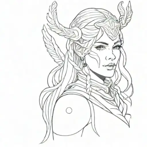 Valkyrie Freya Nordic Goddess Portrait demonstrating my strong mental,  tattoo design idea
