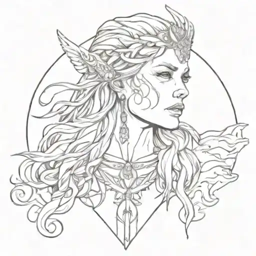 Freya Nordic Goddess Portrait demonstrating my strong mental tattoo design idea