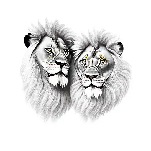 lion and female lion tattoo design idea