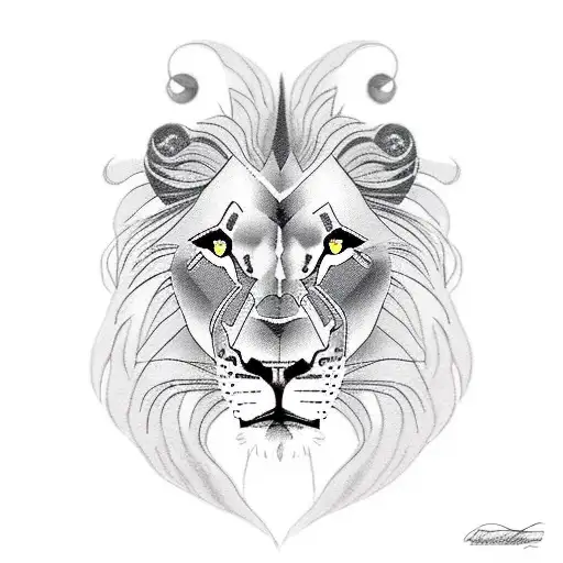 lion with female lion tattoo design idea