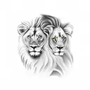 lion and female lion tattoo design idea