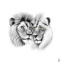 lion and female lion tattoo design idea