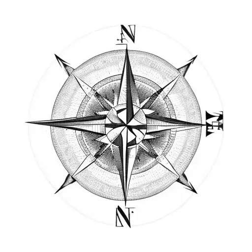 Compass, wolf, moon tattoo design idea
