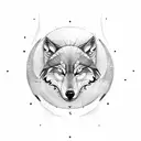 Compass, wolf, moon tattoo design idea