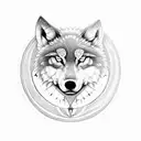 Compass, wolf, moon tattoo design idea