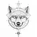 Compass, wolf, moon tattoo design idea