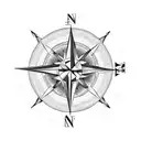 Compass, wolf, moon tattoo design idea
