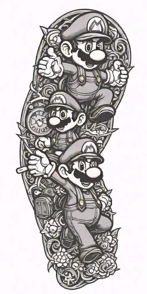 mario brothers tattoo design idea