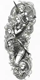 cloud, tifa, aerith, sephiroth tattoo design idea