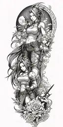 cloud, tifa, aerith, sephiroth tattoo design idea