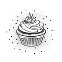 A cupcake with a stoner twist, surrounded by swirling stars tattoo design idea
