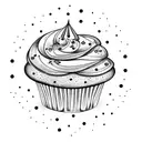 A cupcake with a stoner twist, surrounded by swirling stars tattoo design idea