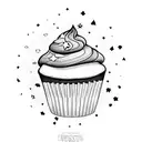 A cupcake with a stoner twist, surrounded by swirling stars tattoo design idea