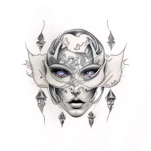 women good vs evil tattoo design idea