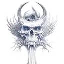 good vs evil battle scene tattoo design idea