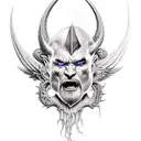 good vs evil battle scene tattoo design idea