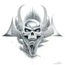 good vs evil battle scene tattoo design idea