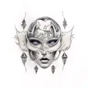 women good vs evil tattoo design idea
