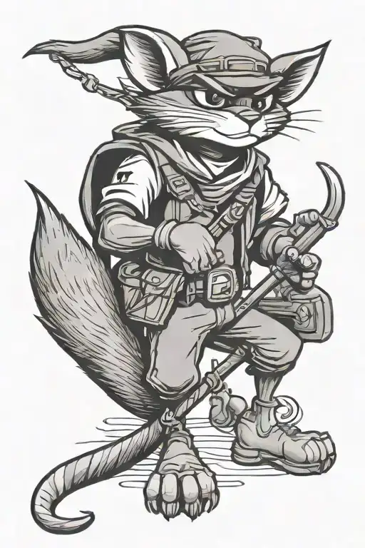 sly cooper and cane tattoo design idea