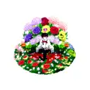 A new-school design featuring Ken Kaneki and various anime characters surrounded by a garden of colorful flowers tattoo design idea