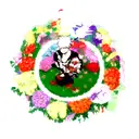 A new-school design featuring Ken Kaneki and various anime characters surrounded by a garden of colorful flowers tattoo design idea