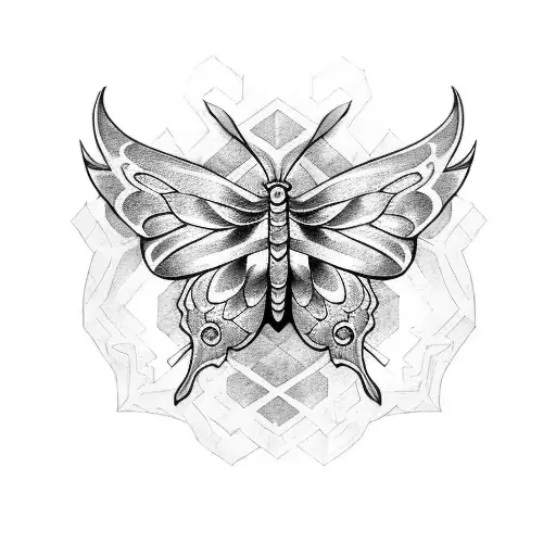 butterfly sword tattoo design idea