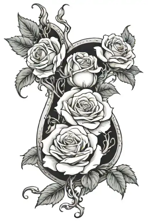 semicolon mixed with roses intertwined tattoo design idea