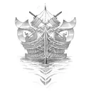 viking long boat  tattoo design idea