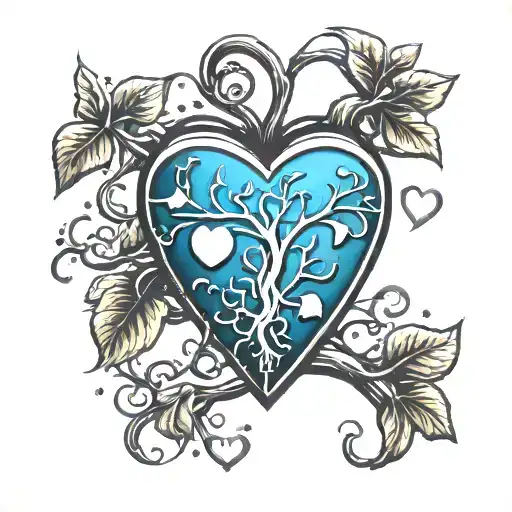 poison tree with heart symbol tattoo design idea