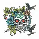 poison tree with heart symbol tattoo design idea