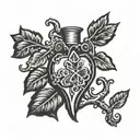 poison tree with heart symbol tattoo design idea