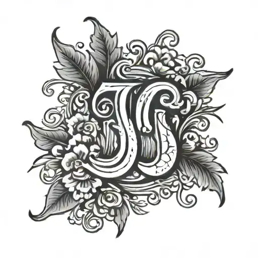 hidden initials of J W T tattoo design idea