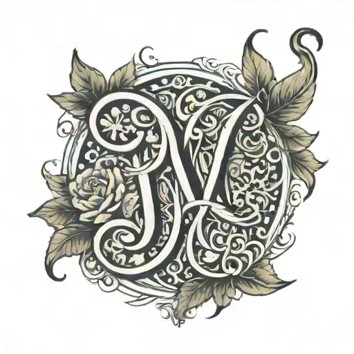hidden initials of J W T tattoo design idea