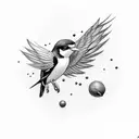  swallow bird  black and white tattoo design idea