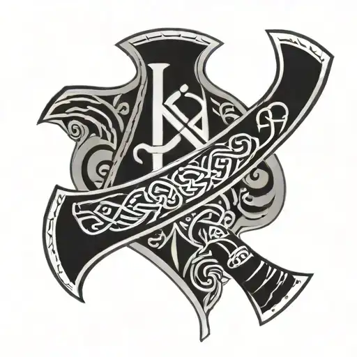 bearded axe among nordic runes tattoo design idea