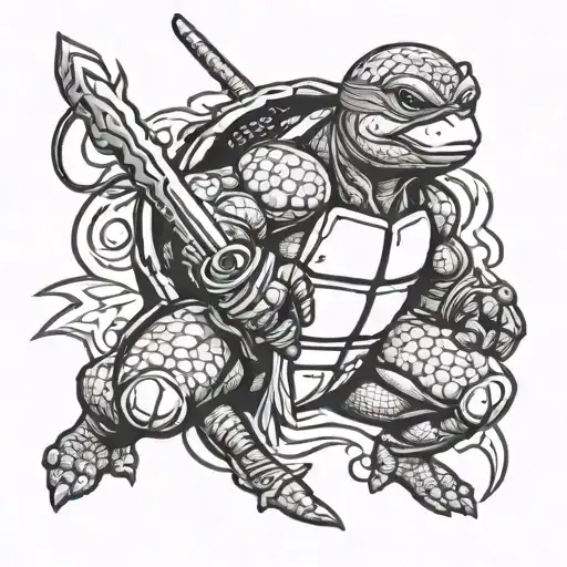 ninja turtle in battle tattoo design idea
