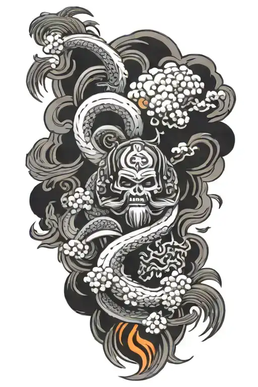 left arm sleeve based on firefighting tattoo design idea